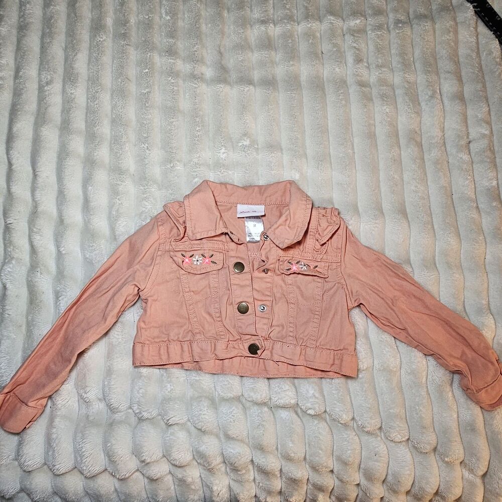 Little Lass Peach 3T Girls Snap Jacket Flowers